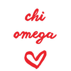 SOR-245-XO-022-WHT Sorority Name + Heart Crew Socks - Chi Omega Design