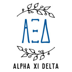 SOR-275-AXiD-022-WHT Sorority Garland with Greek Letter Crew Socks - Alpha Xi Delta Design