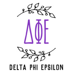 SOR-275-DPE-022-WHT Sorority Garland with Greek Letter Crew Socks - Delta Phi Epsilon Design