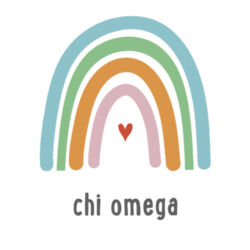 SOR-286-XO-022-WHT Sorority Heart Rainbow with Name - Chi Omega Design