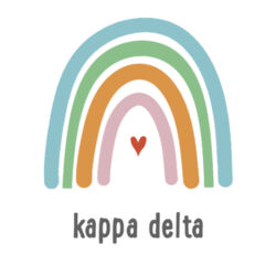 SOR-286-KD-022-WHT Sorority Heart Rainbow with Name - Kappa Delta Design