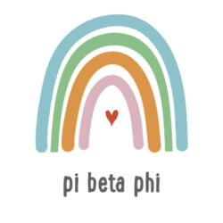 SOR-286-PBP-022-WHT Sorority Heart Rainbow with Name - Pi Beta Phi Design