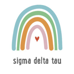 SOR-286-SDT-022-WHT Sorority Heart Rainbow with Name - Sigma Delta Tau Design